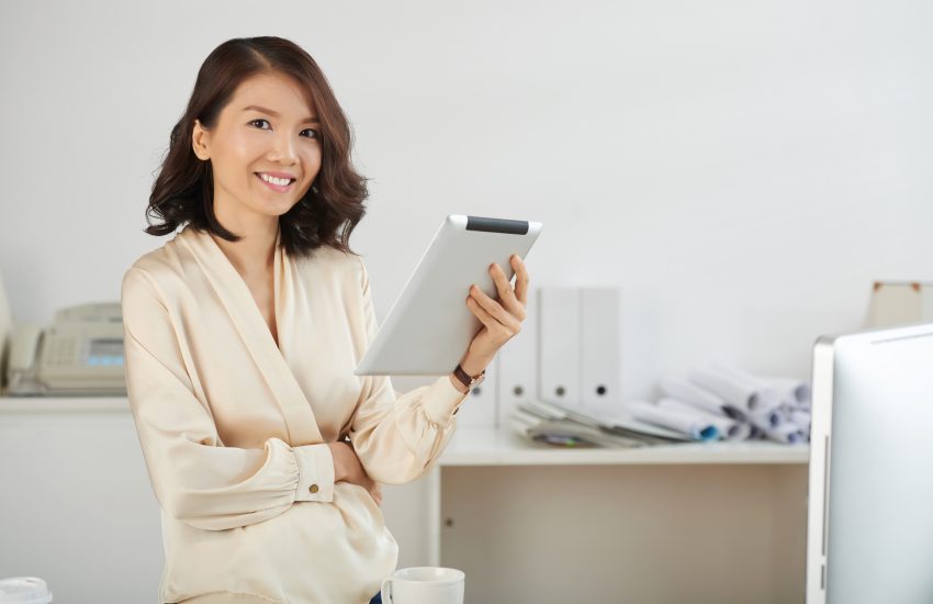 Business lady with tablet computer